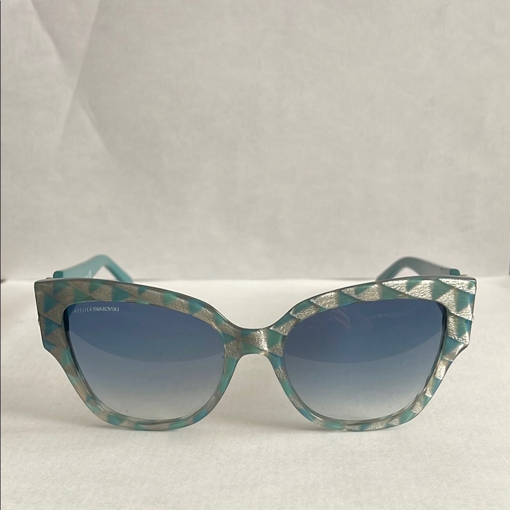 Swarovski Blue and Silver Cat-Eye Sunglasses